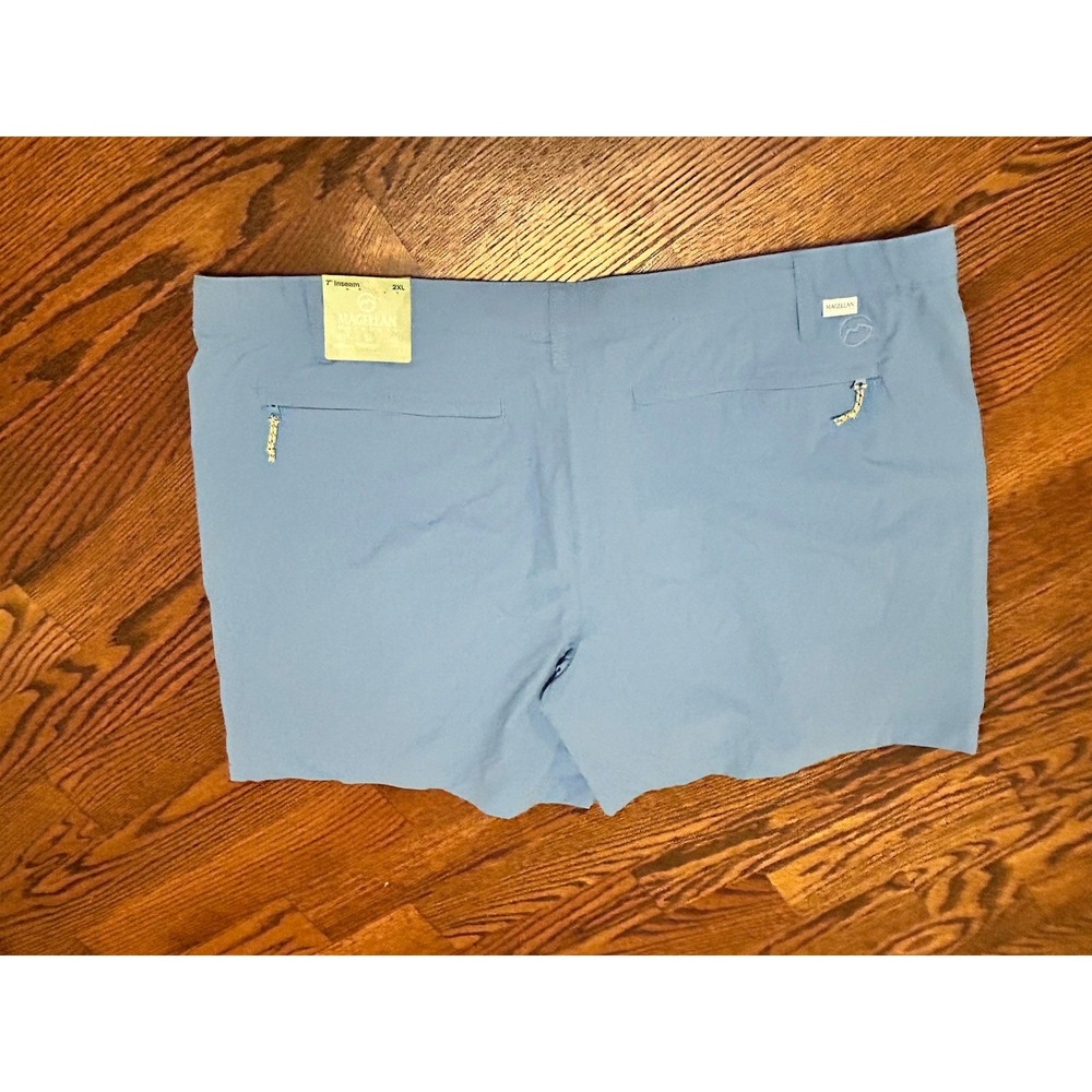 NEW Magellan Outdoors Shorts Mens XXL 7" Inseam Water Repellent UPF Blue‎